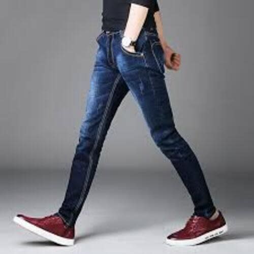 Men Plain Jeans Trouser -Blue