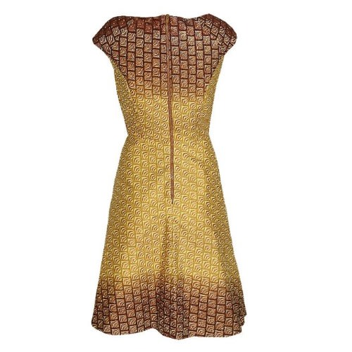 Stoned Ankara Sleeveless Dress - Gold & Brown - Lg-4465