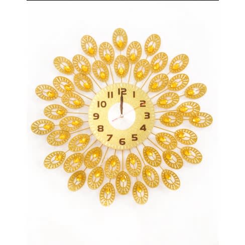 Wall Clock - Stones Metal Border - 65cm X 65cm - Gold