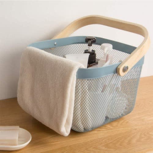 Multifunctional Mesh Basket With Wooden Handle