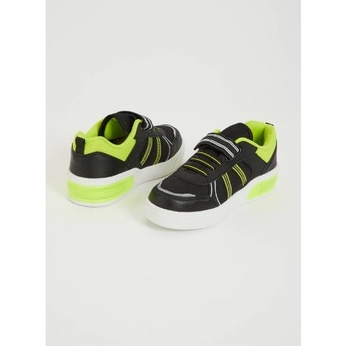 Boys Light Up Trainers - Black & Neon