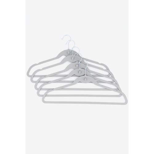 Plastic Velvety Hangers - Set Of 25 - Grey