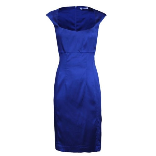 Sleeveless Dress With Low Front Neck - Royal Blue - Lg-5008