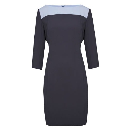Three Quarter Sleeve Formal Dress - Black & Grey - Lg-5009