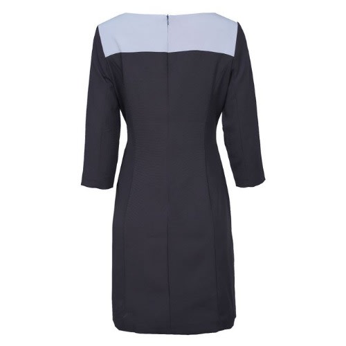 Three Quarter Sleeve Formal Dress - Black & Grey - Lg-5009