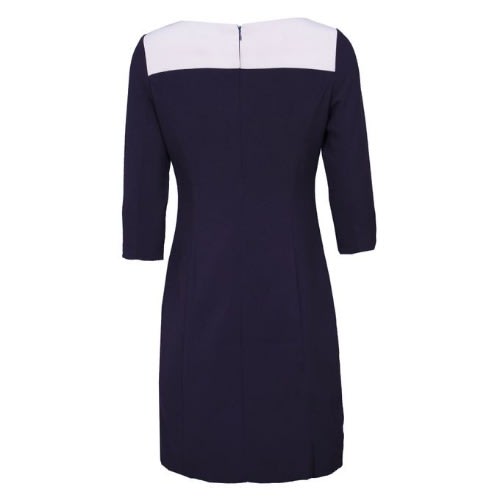 Three Quarter Sleeve Formal Dress - Blue & Cream - Lg-5010