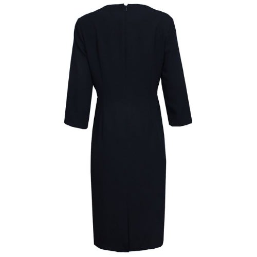 Round Neck Short Sleeve Dress With Stud - Black & White - Lg-5019