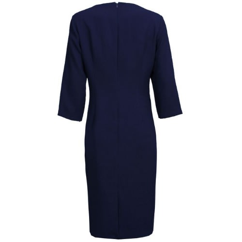 Three Quarter Sleeves Dress With Studs - Navy Blue & Red - Lg-5021