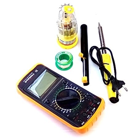 Multi meter + Soldering Iron + Sucker + Pocket Screwdriver Set + Free Soldering lead