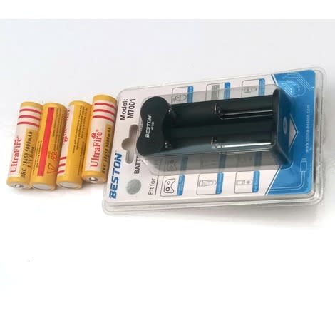 2 Slot Li-ion Battery Charger & 4 Rechargeable Li-ion Battery