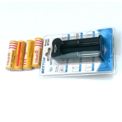 2 Slot Li-ion Battery Charger & 4 Rechargeable Li-ion Battery