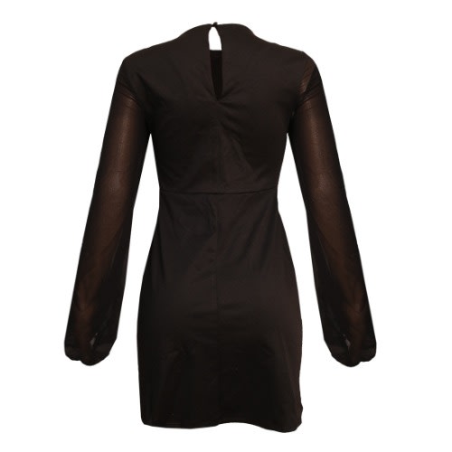 Chiffon Bell Sleeve Midi Dress - Black