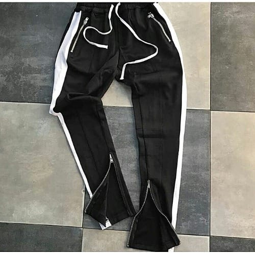 White And Black Band Black Jogger