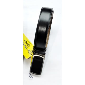 Leather Men Pin Up Plain Belt-Black- Size-135/54 Cm