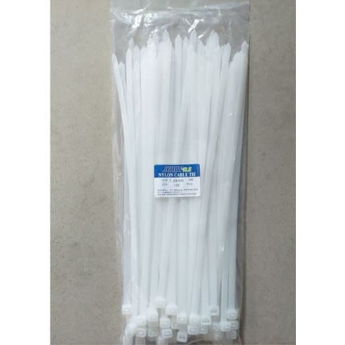 7.6X300mm Self-locking Nylon Cable Tie - 100pcs - White