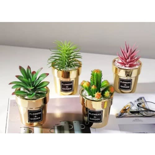 Mini Gold Potted Artificial Plants