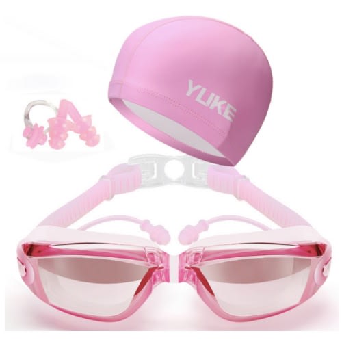 Ladies Swimming Goggles + Cap + Ear Plug + Nose Clip