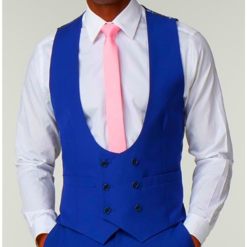 Men's Double Breasted Waistcoat  - Blue