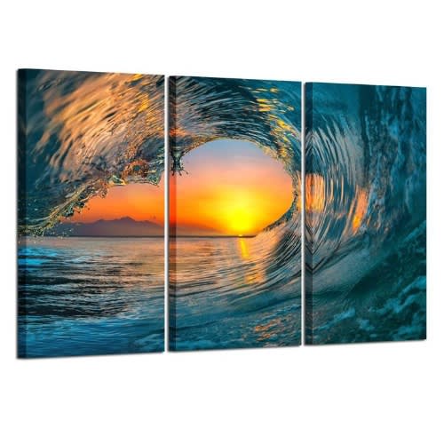 Ocean Wave 3 Panels Canvas
