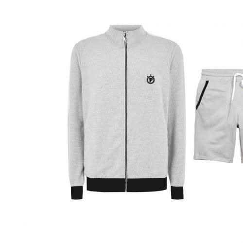 Grey Turtle-neck Jacket With Zip And Short