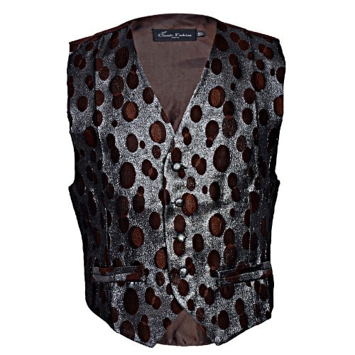 Premium Dot Pattern Waistcoat -brown & Silver Mwc-1484