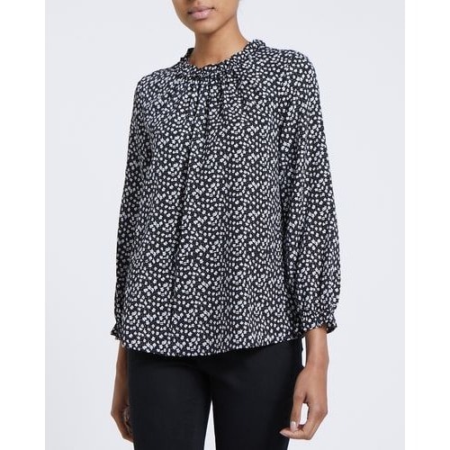 Frill Neck Top- Black/white