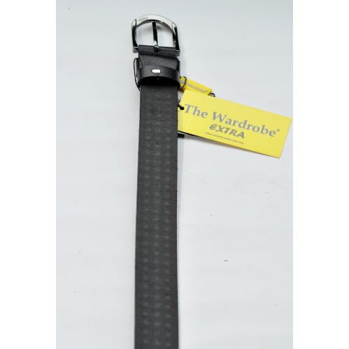 Pure Leather Men Matted Pattern Belt-Black -Size: 115/46