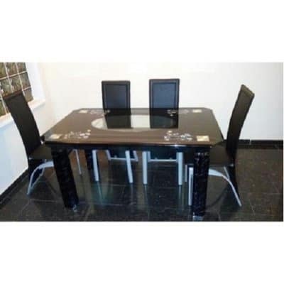 Executive Dining Set with 4 Dining Chairs - Black