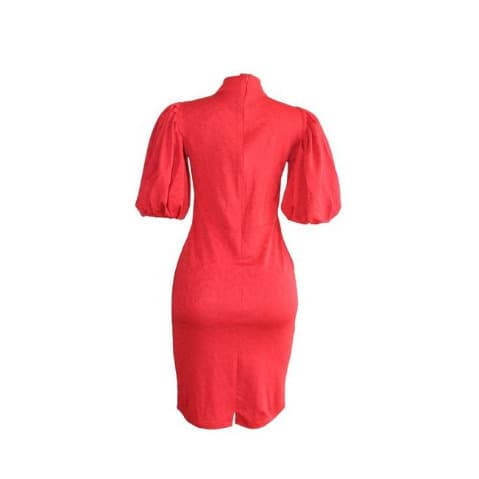 Wide Sleeve Design Formal Bodycon Dress -red