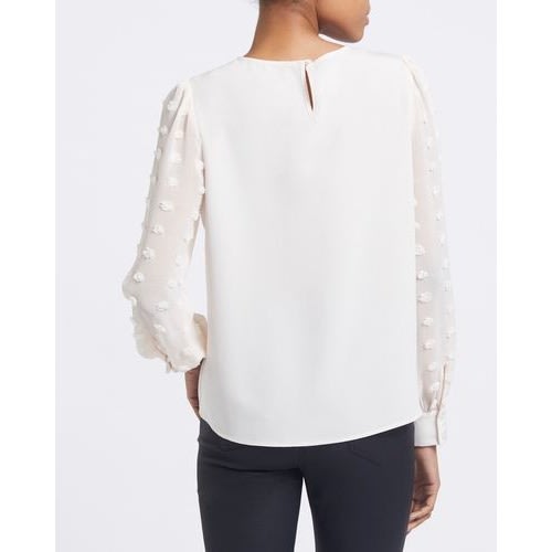 Dobby Sleeve Round Neck Top