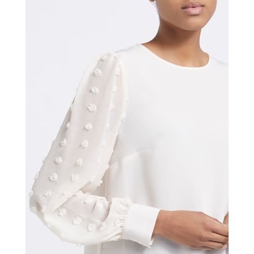 Dobby Sleeve Round Neck Top