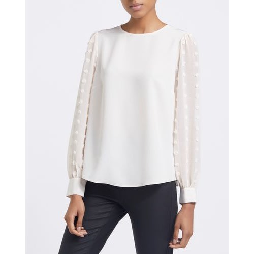 Dobby Sleeve Round Neck Top