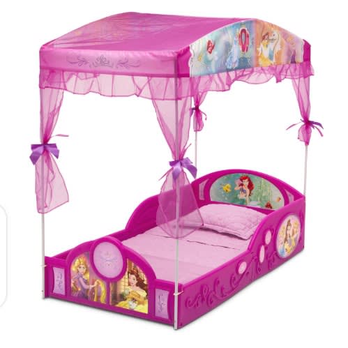 Disney Princess Plastic Sleep And Play Toddler Bed With Canopy