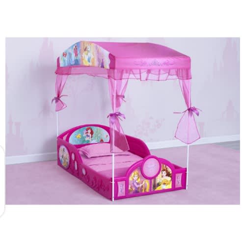 Disney Princess Plastic Sleep And Play Toddler Bed With Canopy