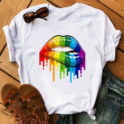 Ladies Printed Round Neck Polo T-shirt- White