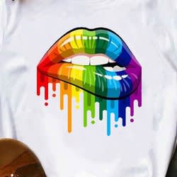 Ladies Printed Round Neck Polo T-shirt- White
