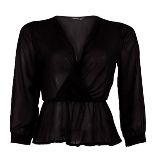 Basic Women Wrap Over Body Top In Black Bundle 20pcs