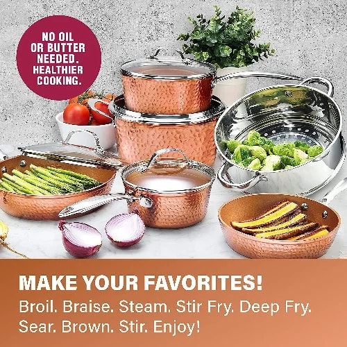 10pcs Hammered Nonstick Cookware Set