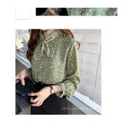 Monochrome Tie-neck Blouse - Green