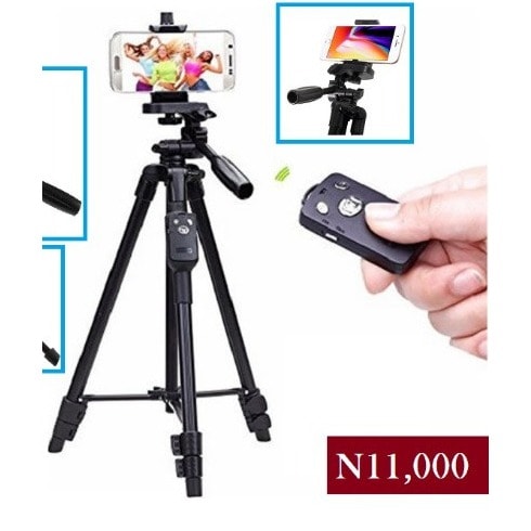 Camera & Mobile Phone Extendable Tripod With Universal Smartphone Holder Mount