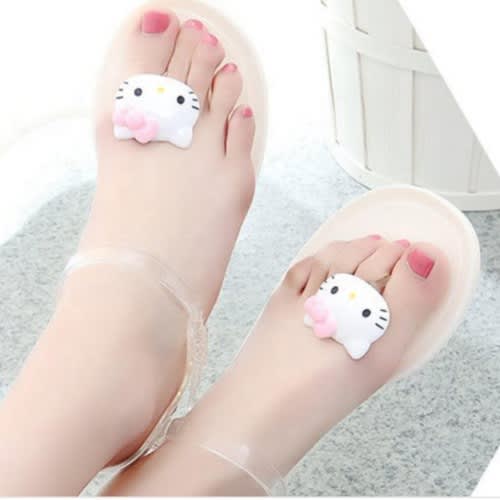Women's Transparent PVC Flat Sandals - Cat - White