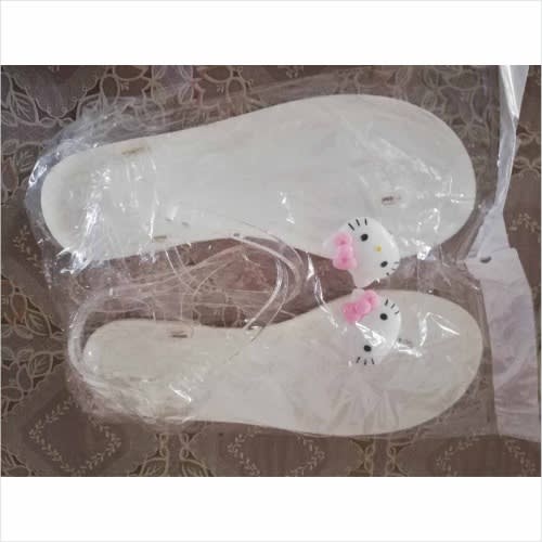 Women's Transparent PVC Flat Sandals - Cat - White