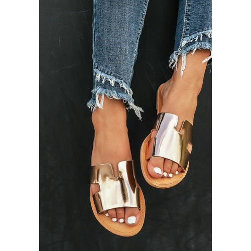Female H Slippers - Gold