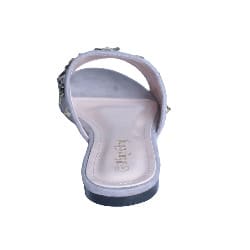 Butterfly Metal Studded Flat Slippers - Grey