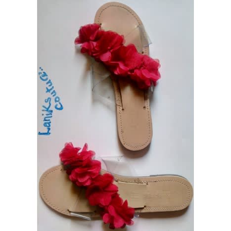 Rose Cross Flat Slippers-Red