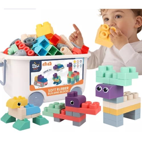 Soft Rubber Building Blocks- 50 Pieces