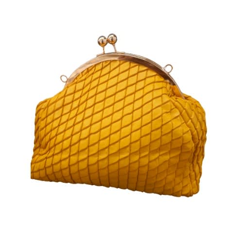 Ladies Braided Chain Clause Evening Bag- Yellow