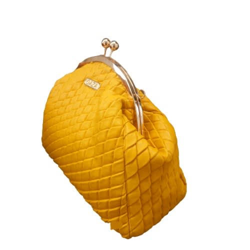Ladies Braided Chain Clause Evening Bag- Yellow