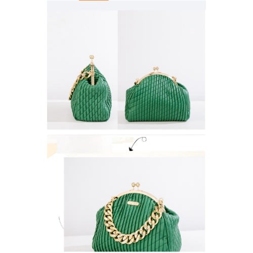 Braided Chain Clause Evening Bag- Green