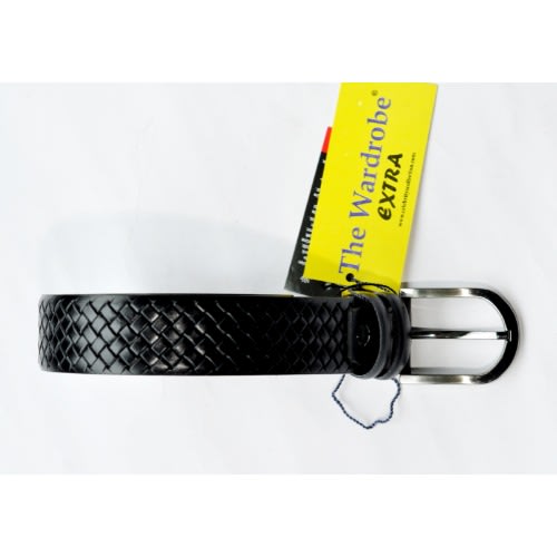 Men Leather Drafted Styled Belt- Black-mb-9668 - 110/44cm